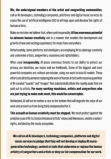 當(dāng)AI“音樂(lè)裁縫”橫行互聯(lián)網(wǎng) 超200名音樂(lè)家聯(lián)名信背后的“焦慮”
