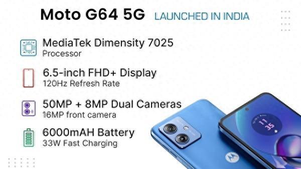 moto G64 5G在海外推出!全球首發聯發科天璣7025