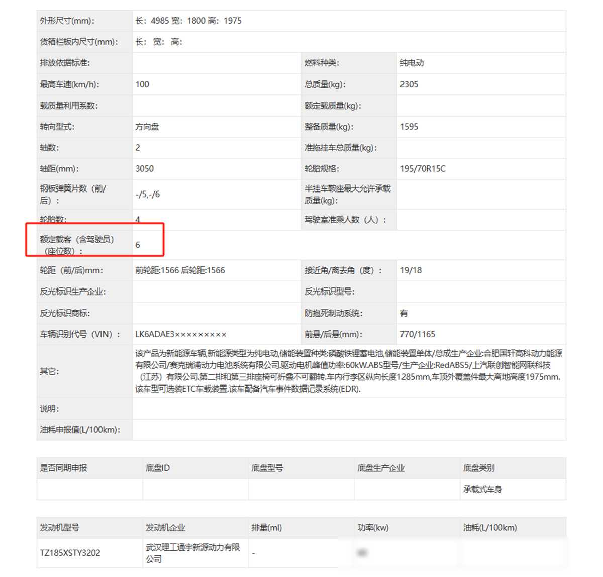 新款五菱揚光乘用版正式申報,6座,側(cè)滑門,車長4985mm