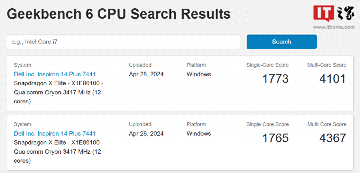 戴爾靈越14 Plus 7441筆記本現身Geekbench:驍龍X Elite