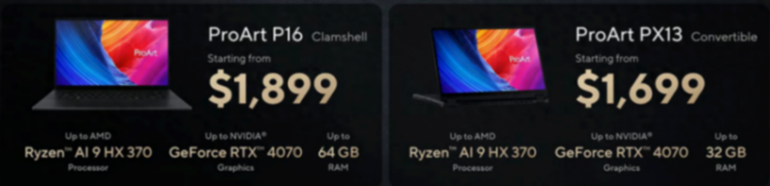 銳龍AI 300+RTX 4070,華碩推出創ProArt P16/PX13筆記本