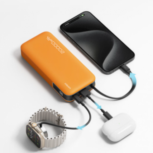 酷態科20000mAh自帶線電能塊充電寶106元限時購