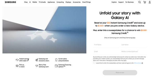 三星在美開啟Z Fold6/Flip6新機預訂 可享50美元積分