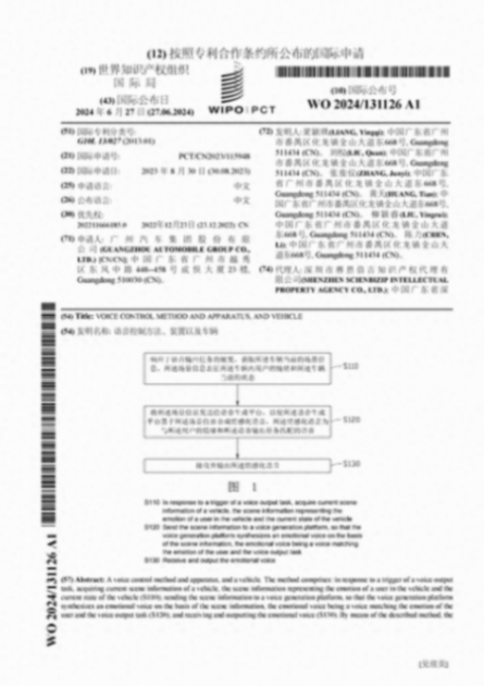 廣汽集團(tuán)公布國(guó)際專利申請(qǐng):“語(yǔ)音控制方法、裝置以及車輛”