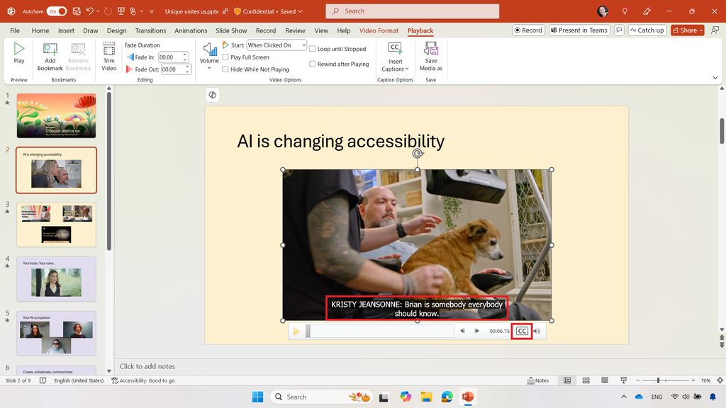 微軟PowerPoint嵌入視頻支持SRT字幕