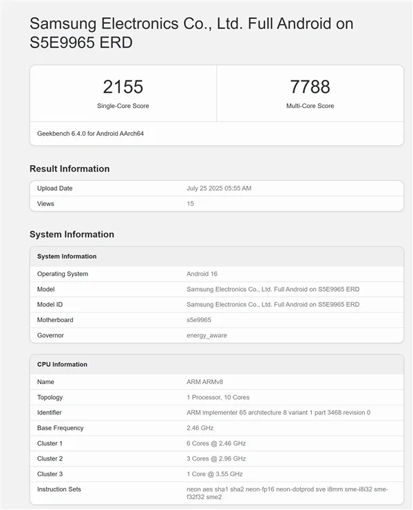 全球首款2nm芯片！三星Exynos 2600現(xiàn)身：10核心設計