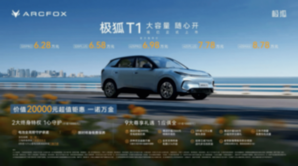 “家庭精品純電新標桿”極狐T1正式上市,共推出320 PRO、320 PLUS、425 PRO、425 PLUS、425 MAX五個版型