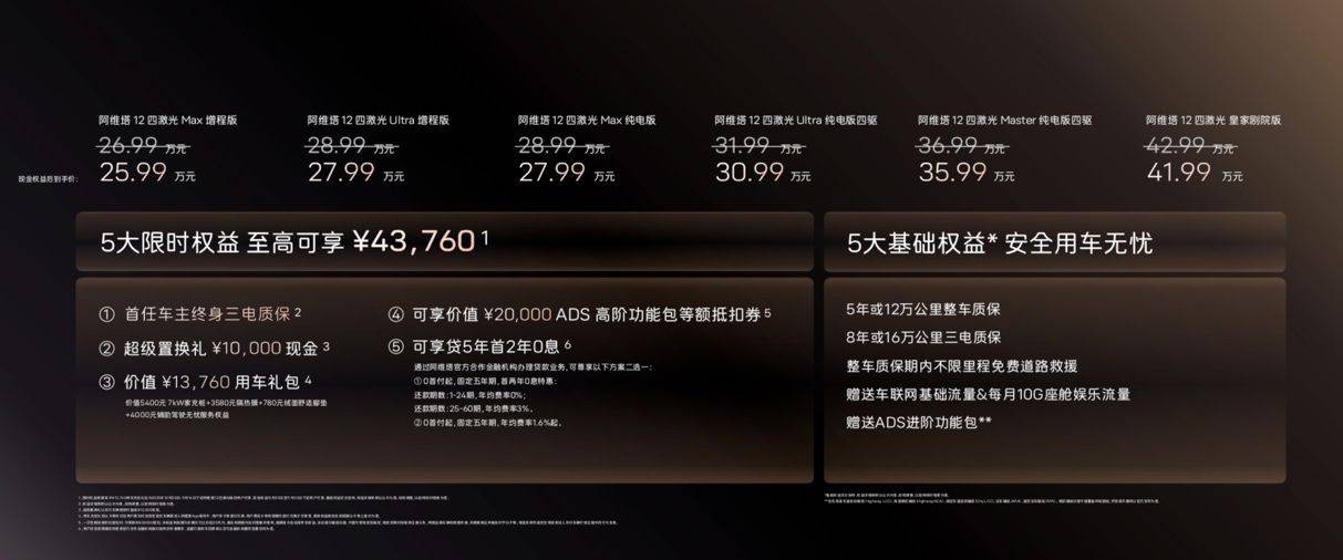 十項全新升級 阿維塔12四激光版上市權益后售25.99萬起