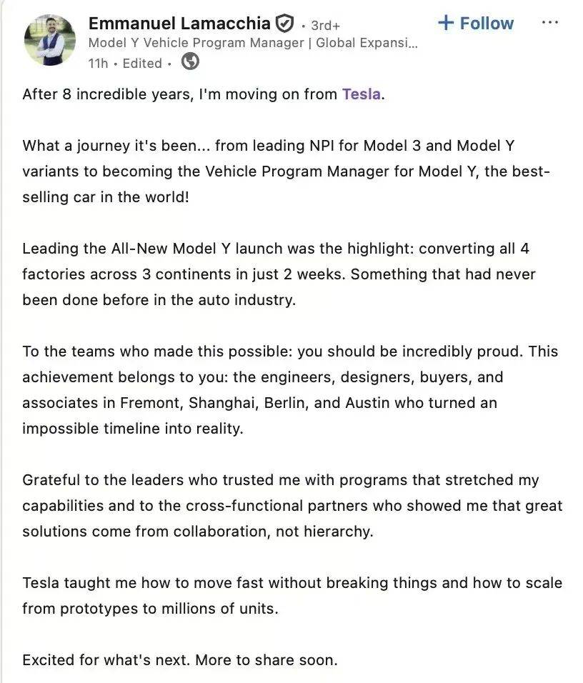 特斯拉再現(xiàn)離職潮,三款“神車”同時失去負責人